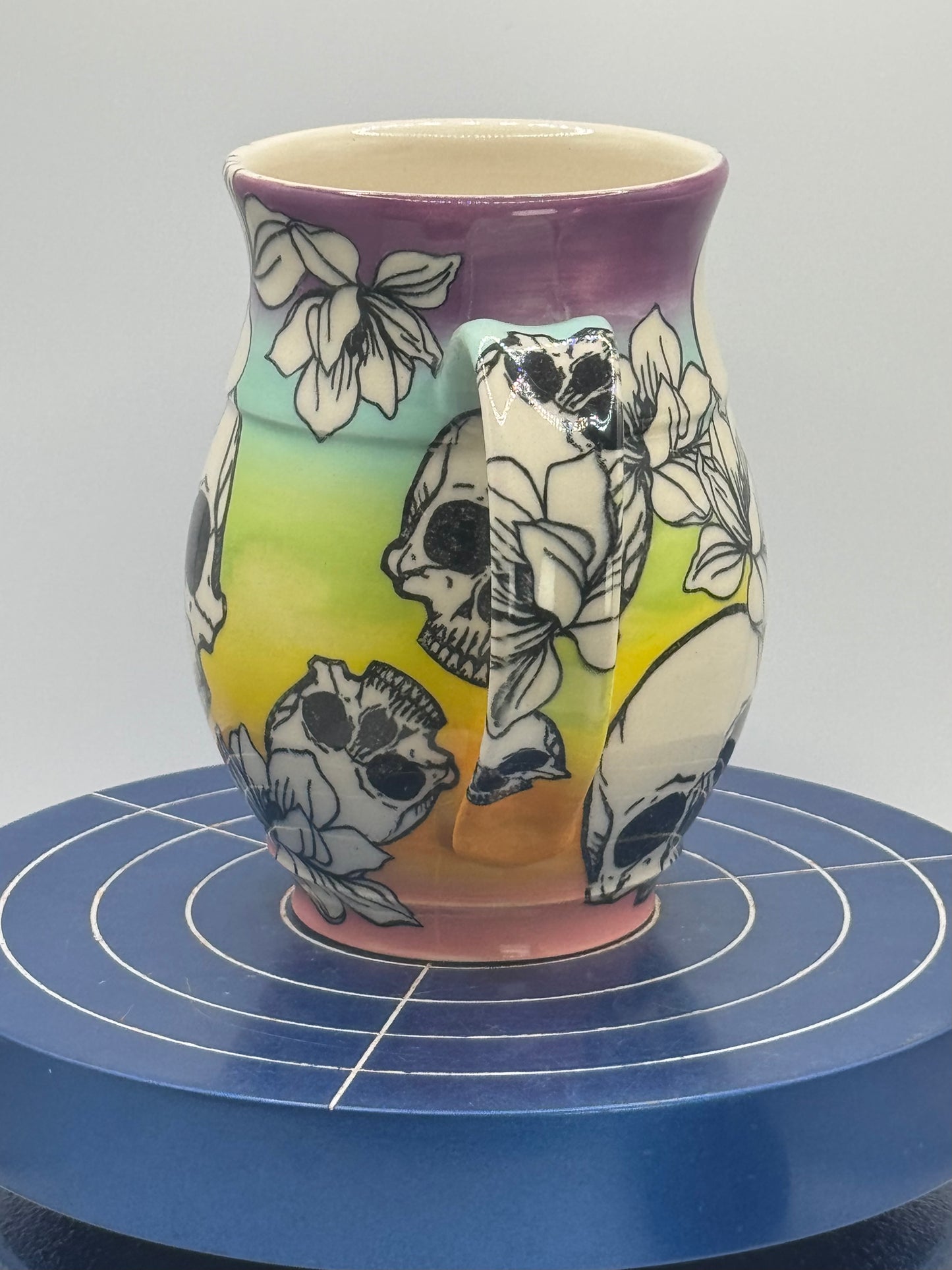 Flowers and Skulls Stoneware Coffee and Tea Mug
