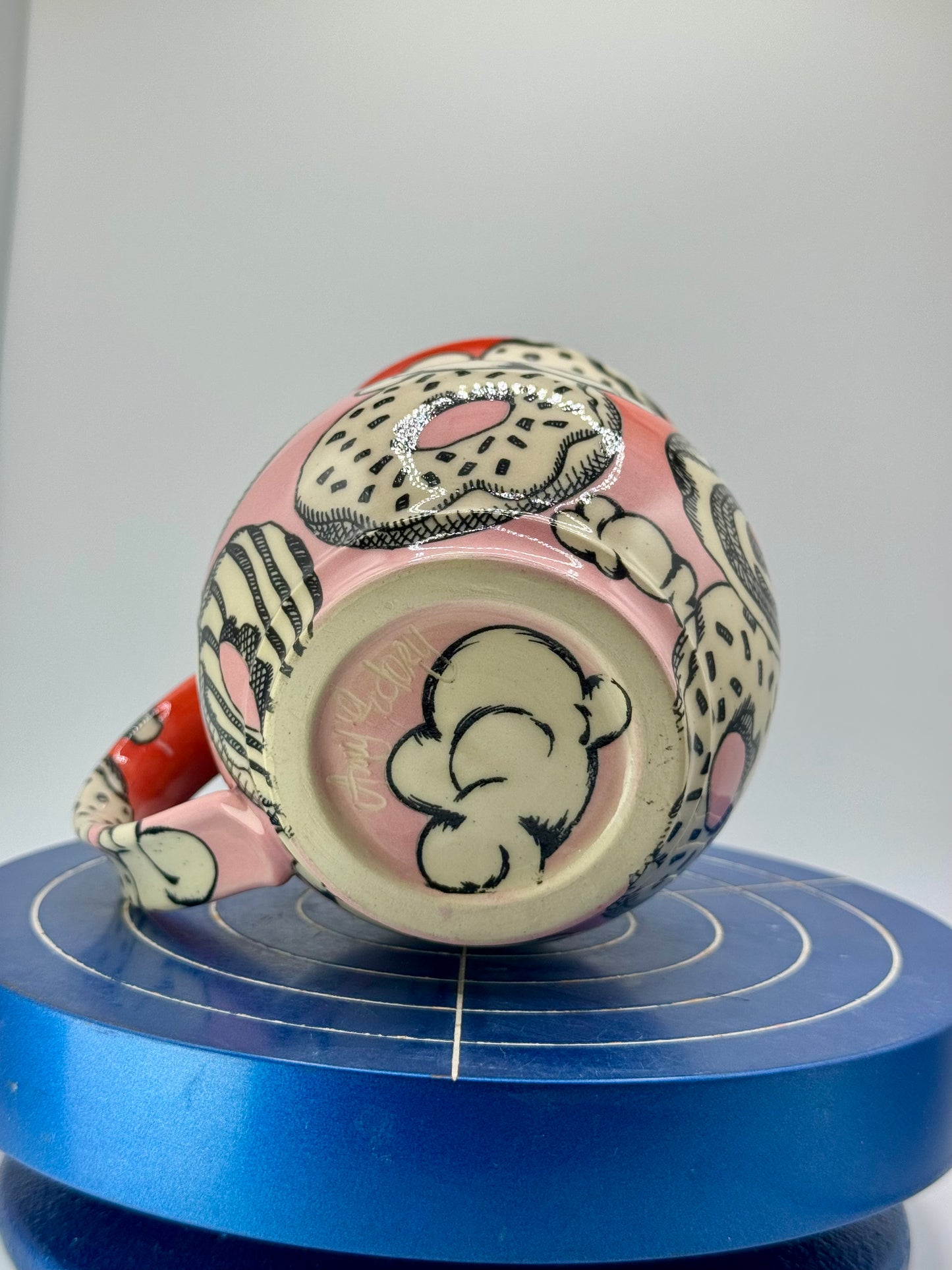 Red and Pink Donut + Cloud Stoneware Coffee and Tea Mug