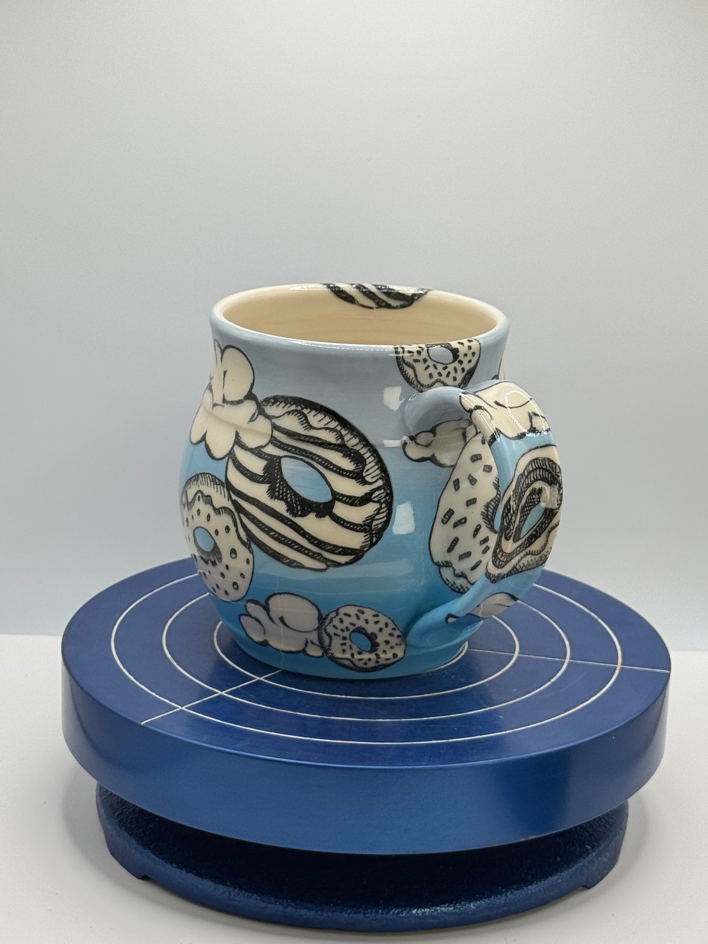 Short Blue Cloudy Donut Ombré Stoneware Coffee and Tea Mug