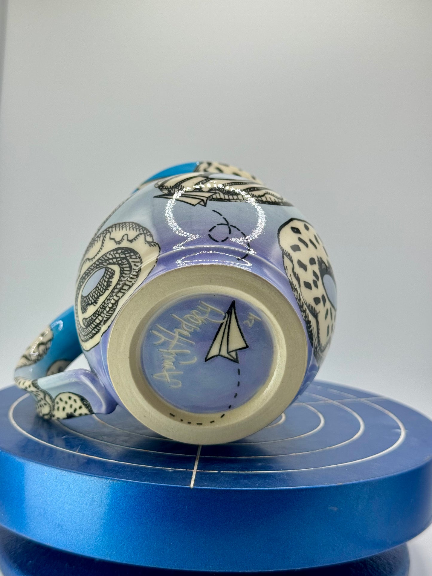 Blue Ombre Donut Stoneware Coffee and Tea Mug