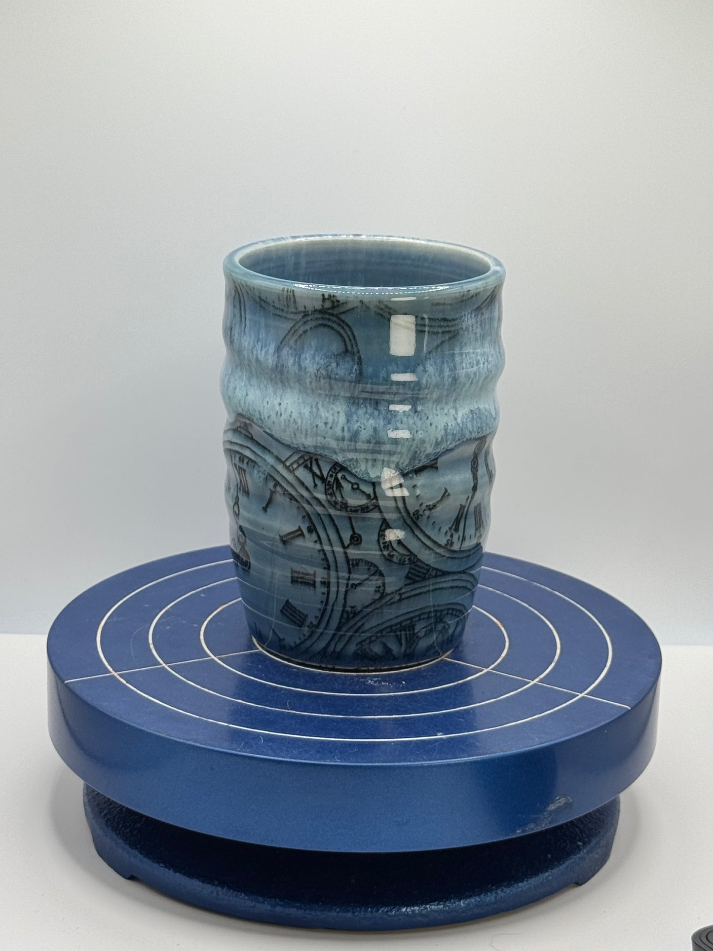 Blue Clocks Stoneware Tumbler