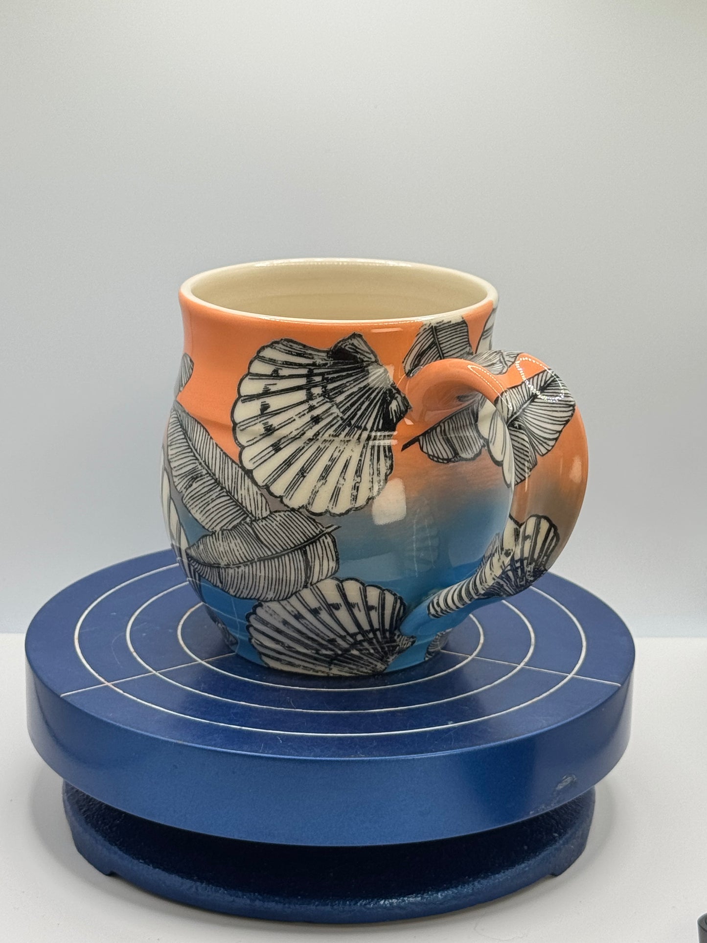 Shells and Banana Leaves Ombré Stoneware Coffee and Tea Mug
