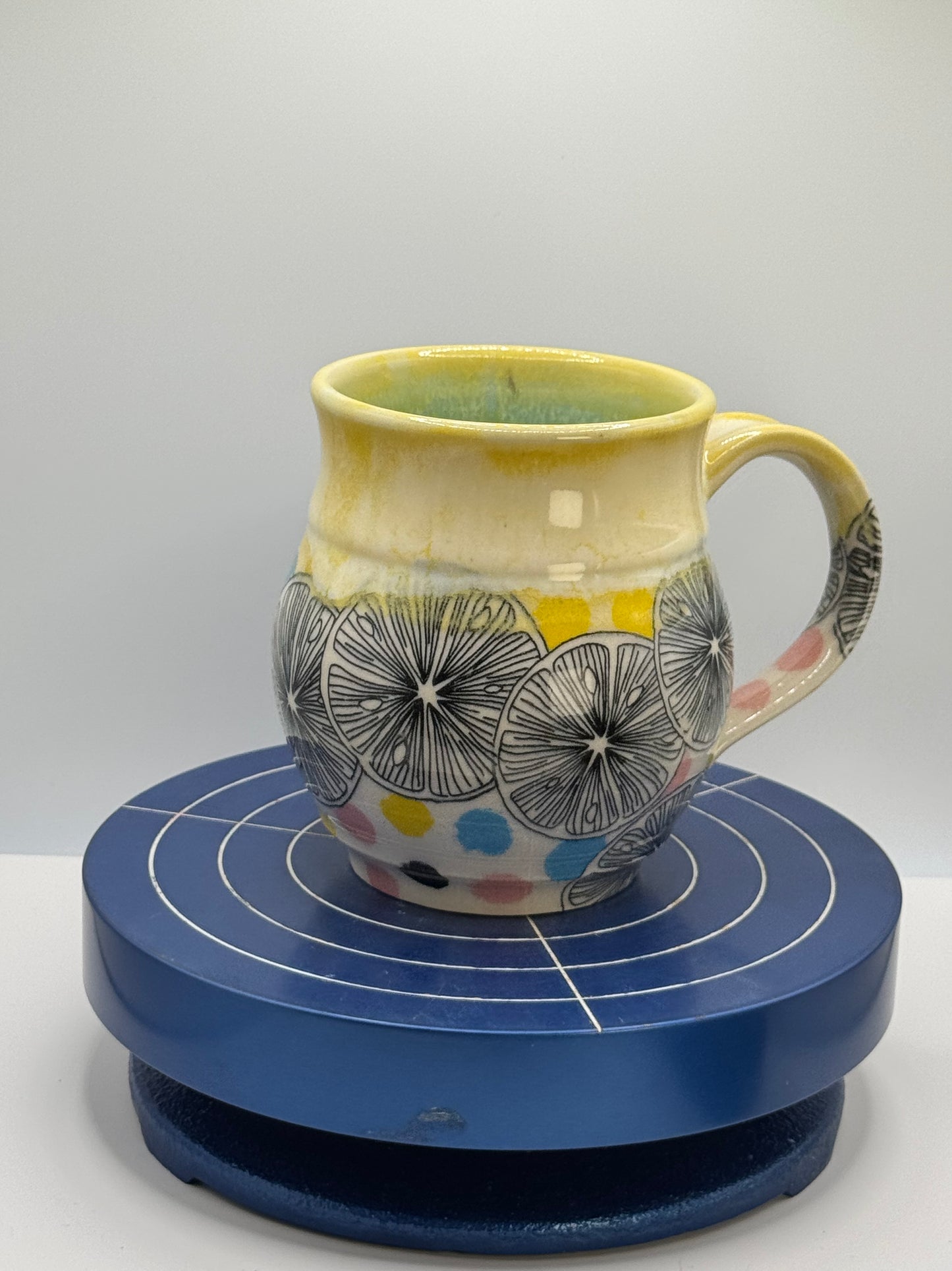 Citrus and Polka Dot Stoneware Coffee and Tea Mug