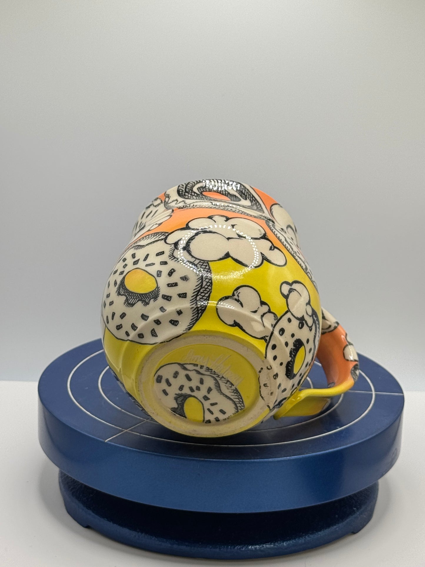 Short Melon and Yellow Cloudy Donut Stoneware Coffee and Tea Mug