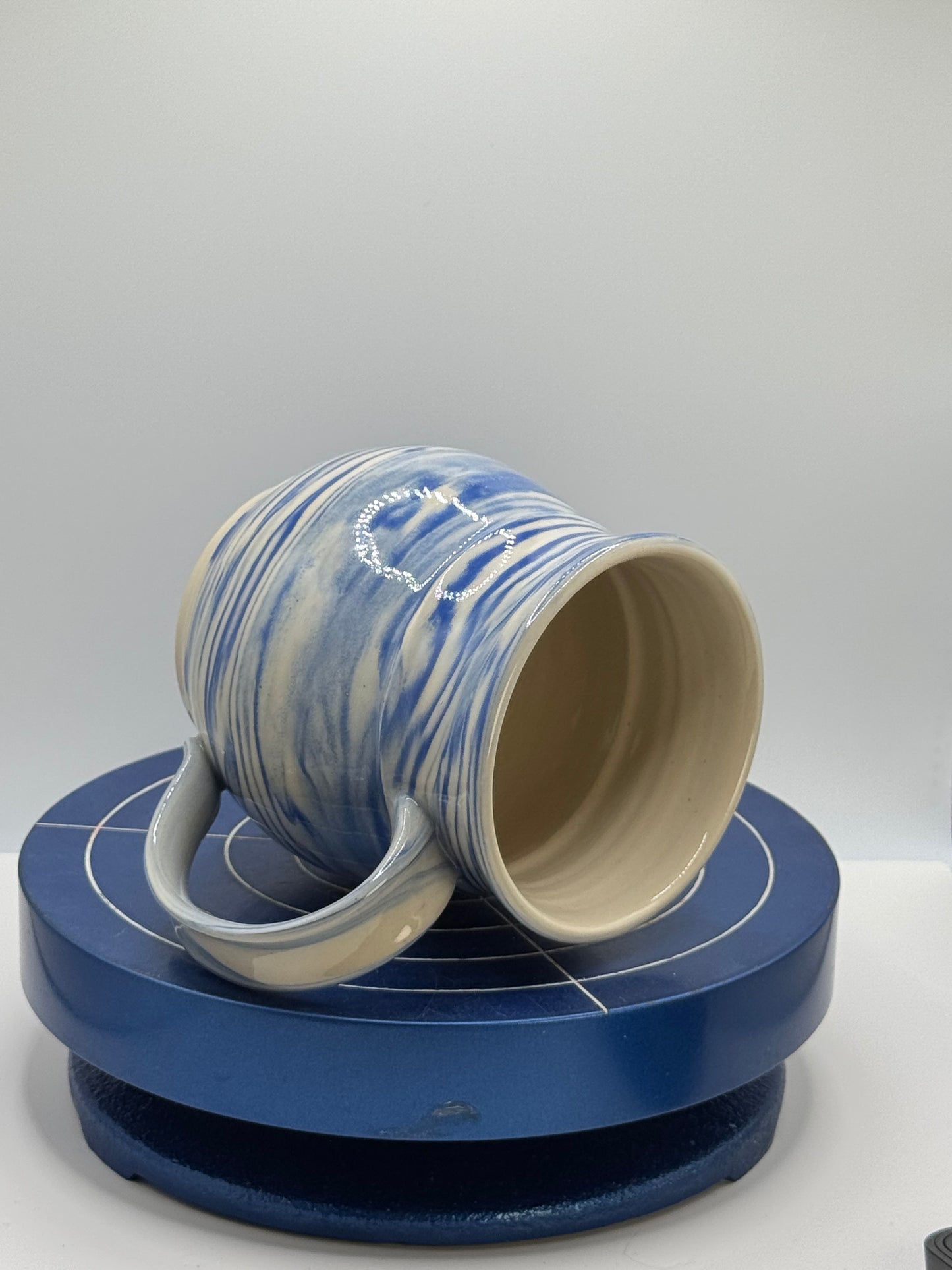 Swirly Blue and White Stoneware Coffee and Tea Mug