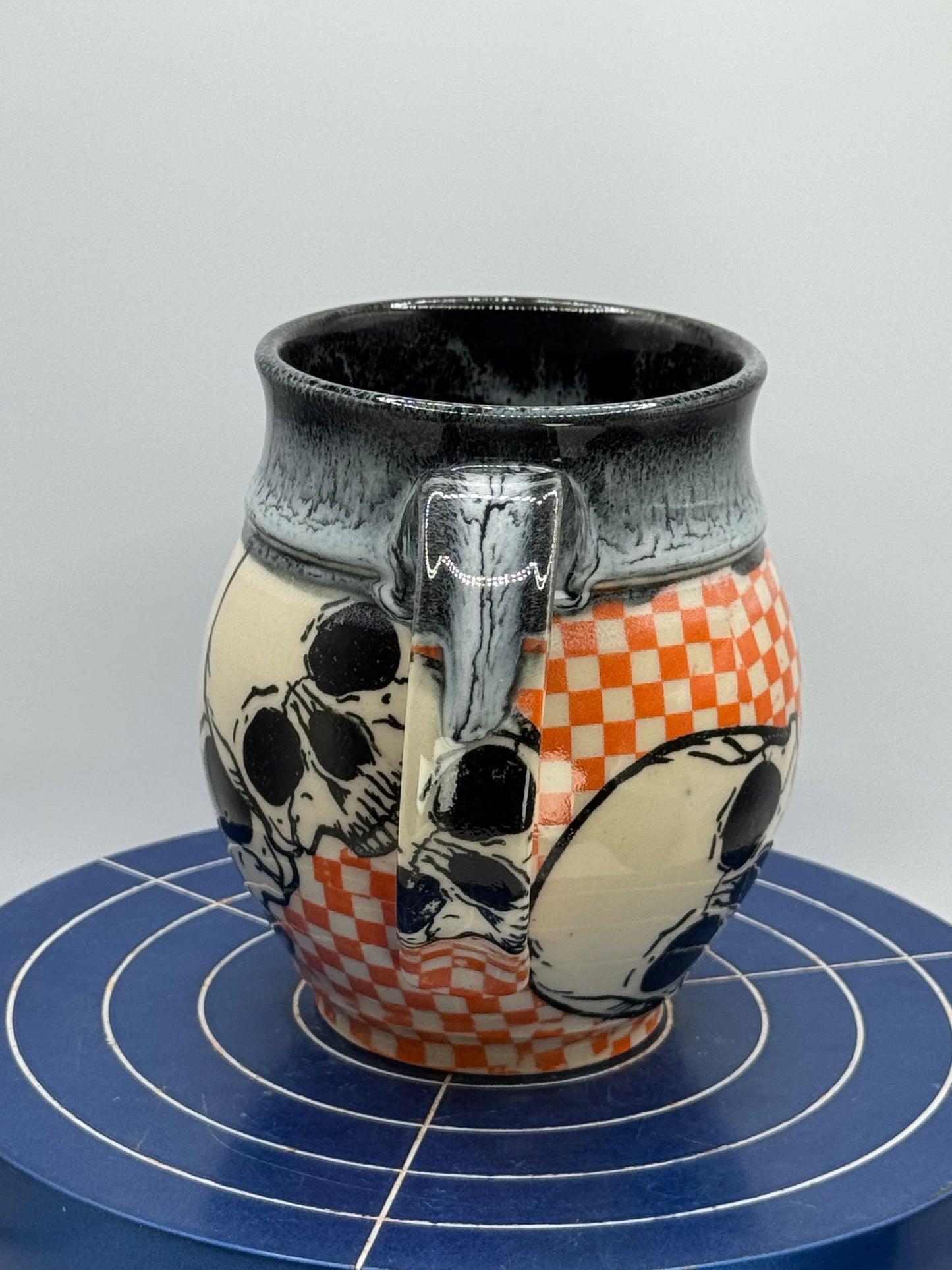 Skulls and Orange Checks Stoneware Coffee and Tea Mug