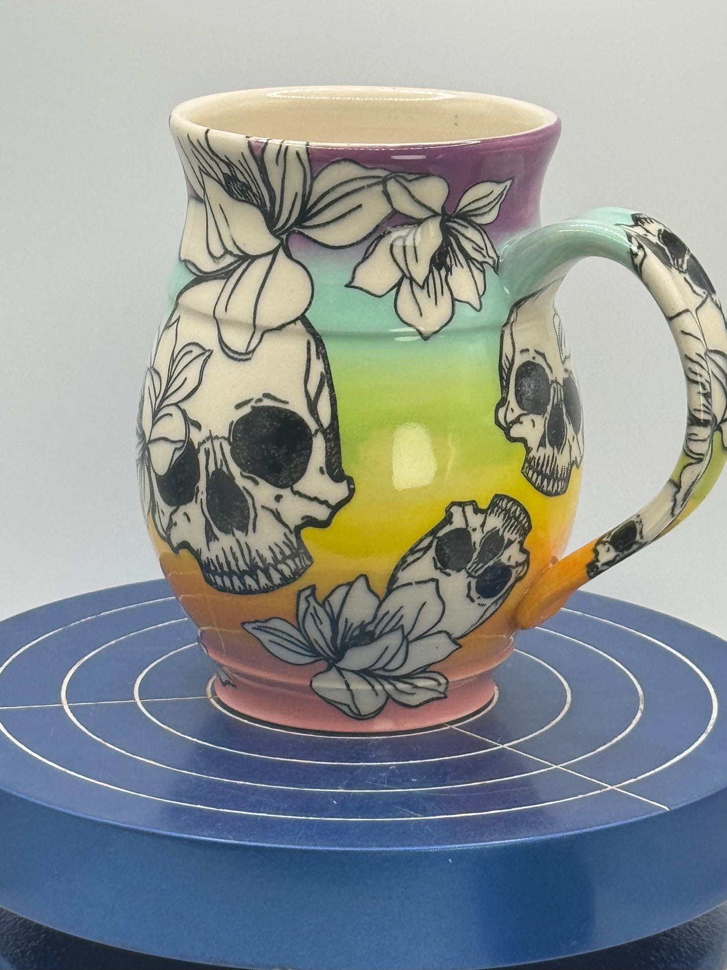 Flowers and Skulls Stoneware Coffee and Tea Mug
