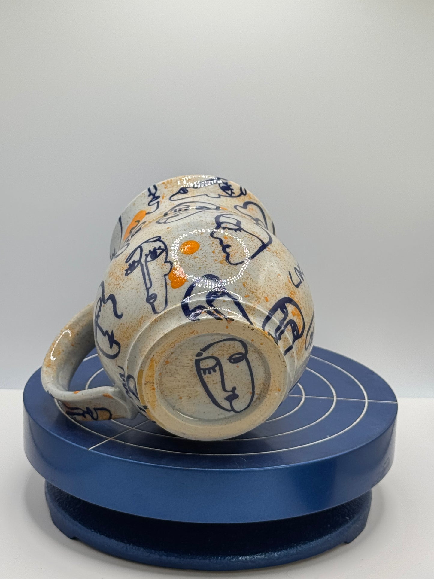 Painted Faces Stoneware Coffee and Tea Mug