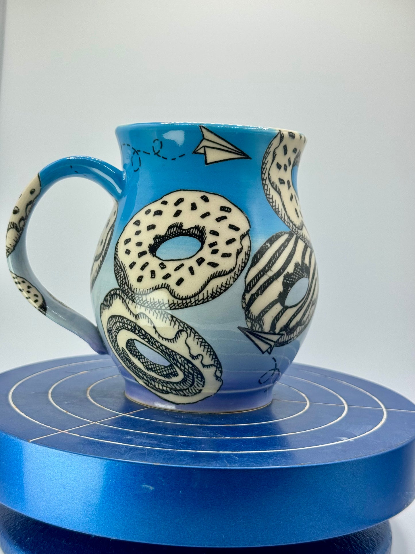 Blue Ombre Donut Stoneware Coffee and Tea Mug