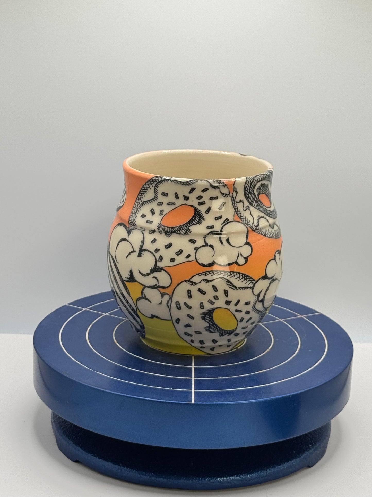 Short Melon and Yellow Cloudy Donut Stoneware Coffee and Tea Mug