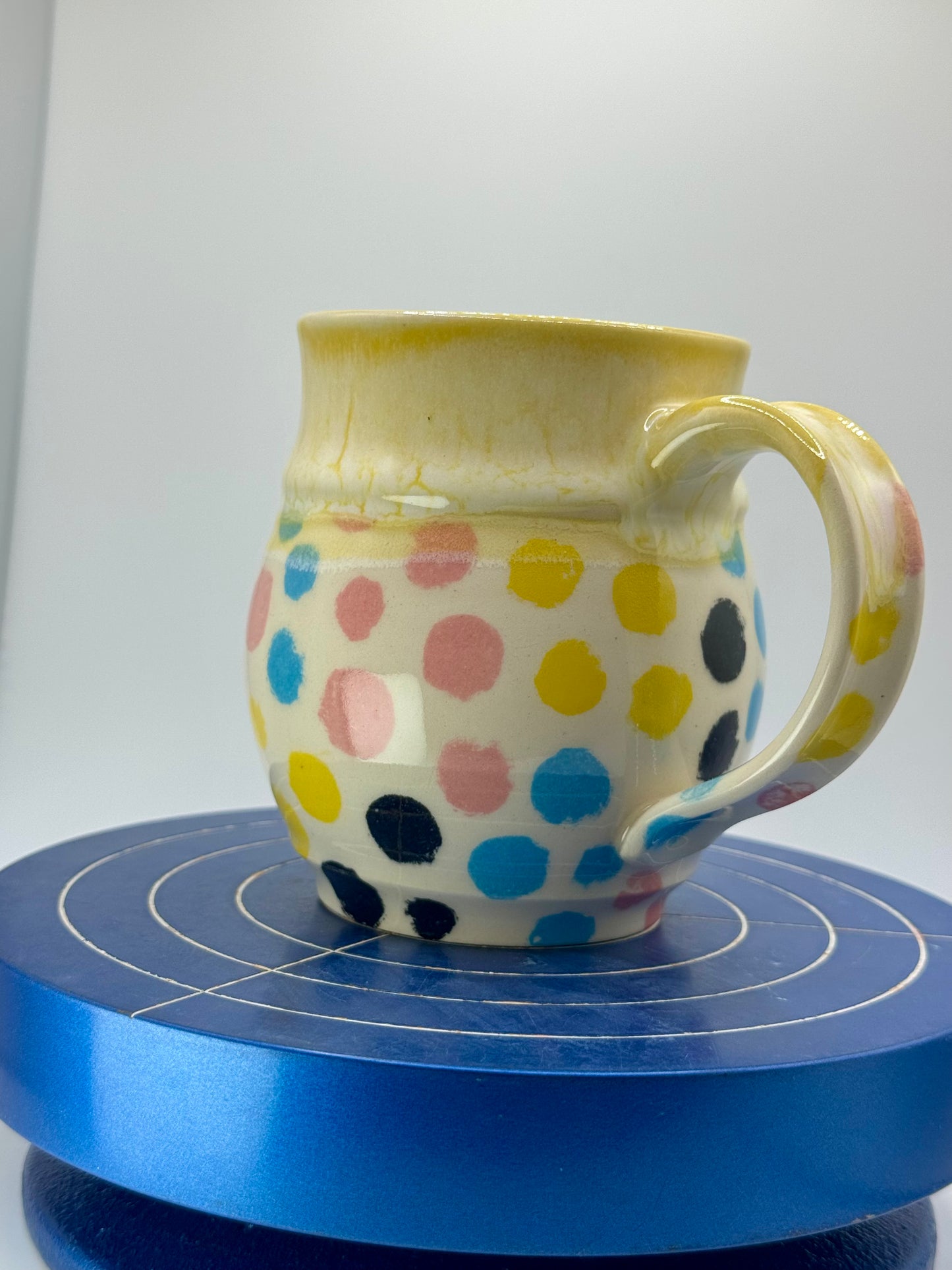 Rainbow Polka-Dot Stoneware Coffee and Tea Mug