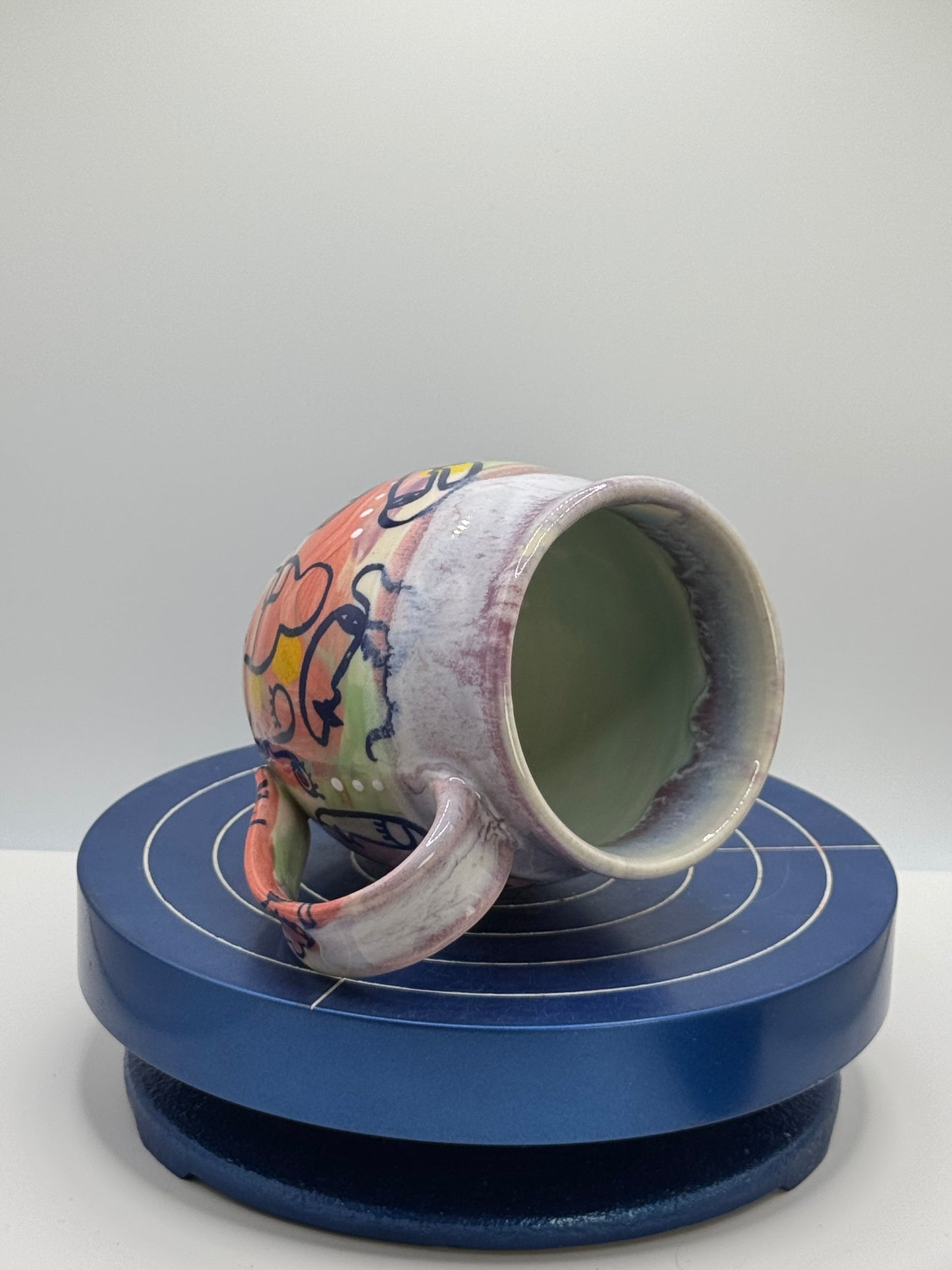 Painted Faces Stoneware Coffee and Tea Mug Imperfect