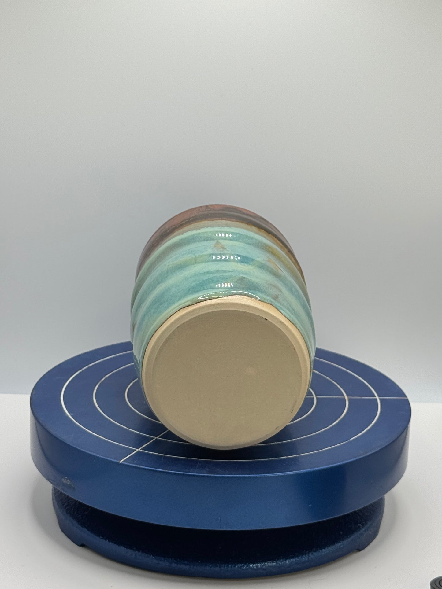 Blue and Copper Swirly Stoneware Coffee and Tea tumbler