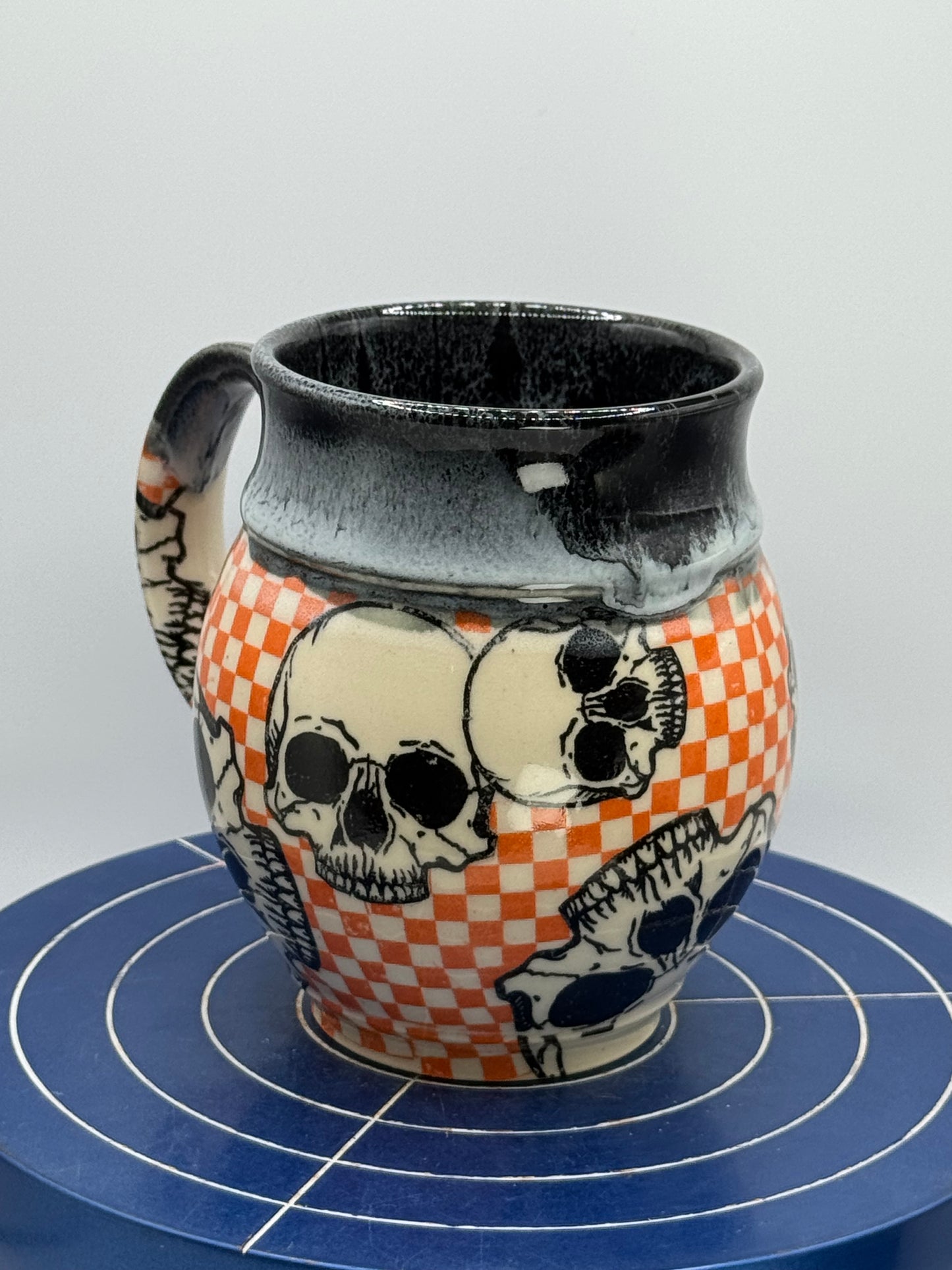 Skulls and Orange Checks Stoneware Coffee and Tea Mug