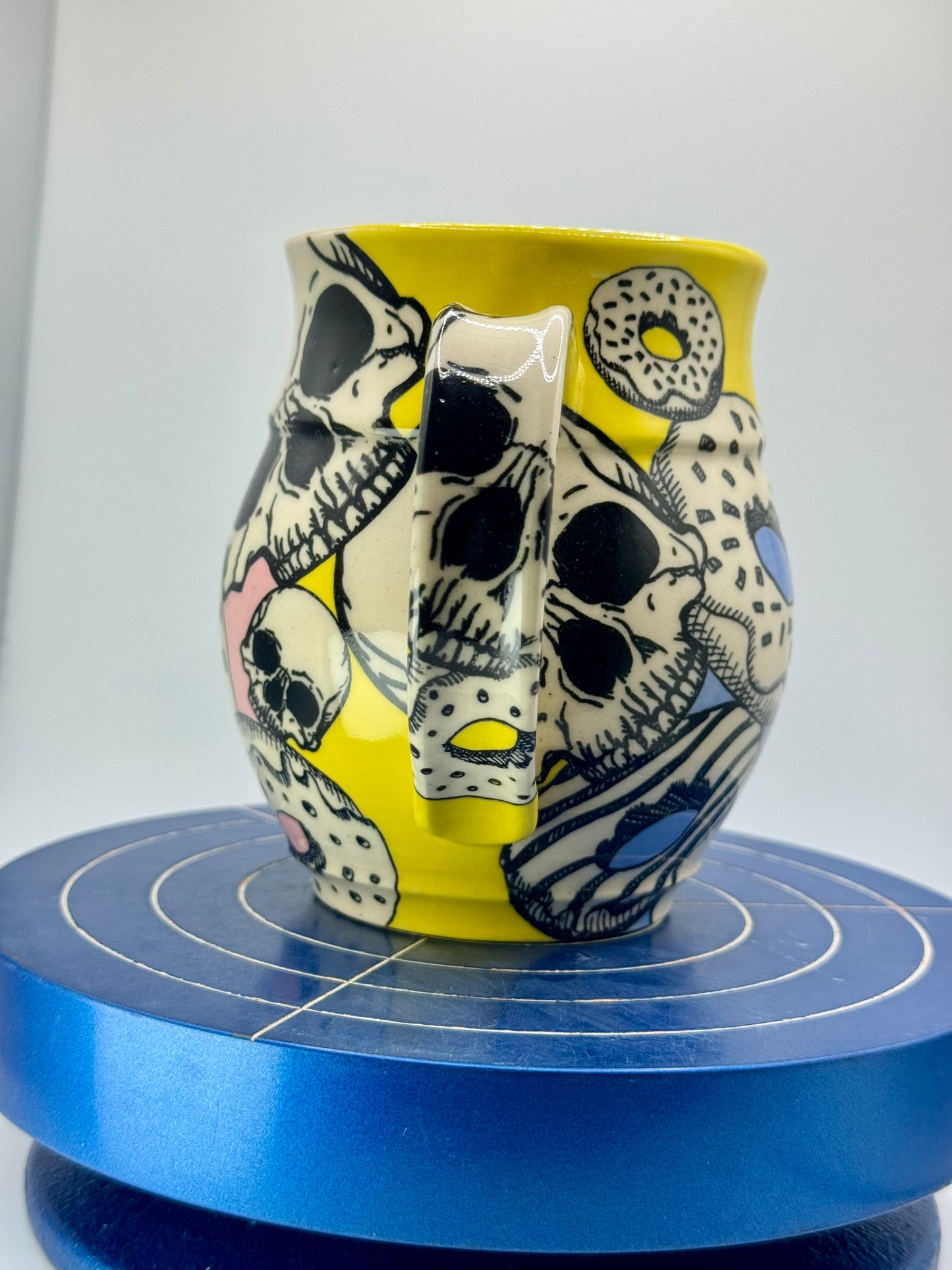 Multi-Color Graphic Skull + Donut Stoneware Coffee and Tea Mug