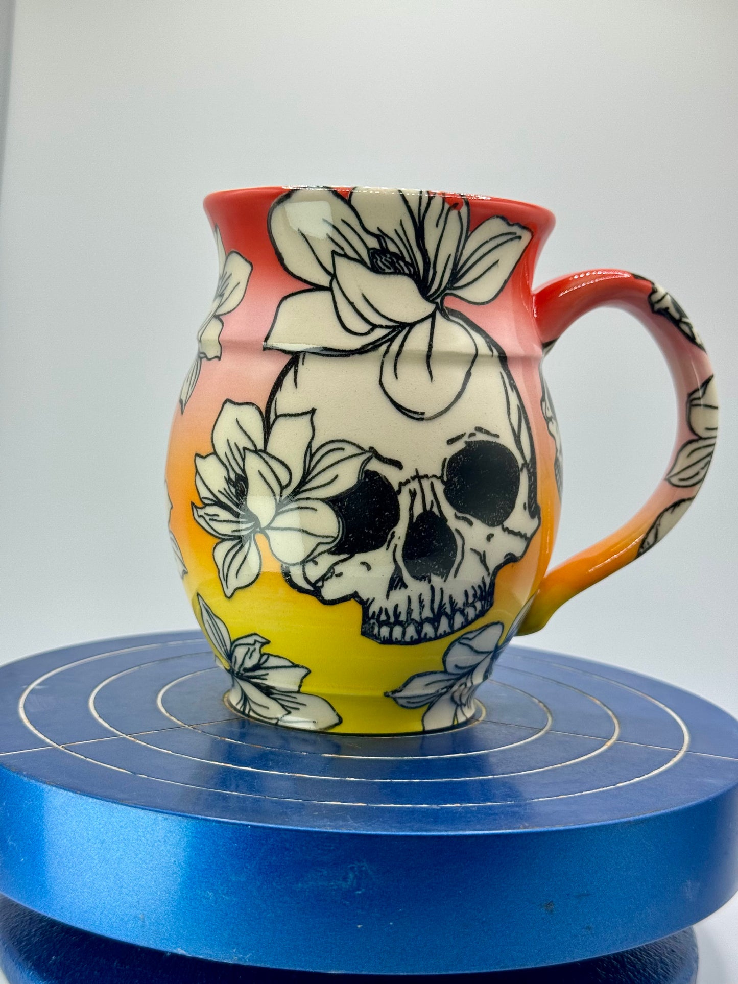 Rainbow Skull + Flower Stoneware Coffee and Tea Mug