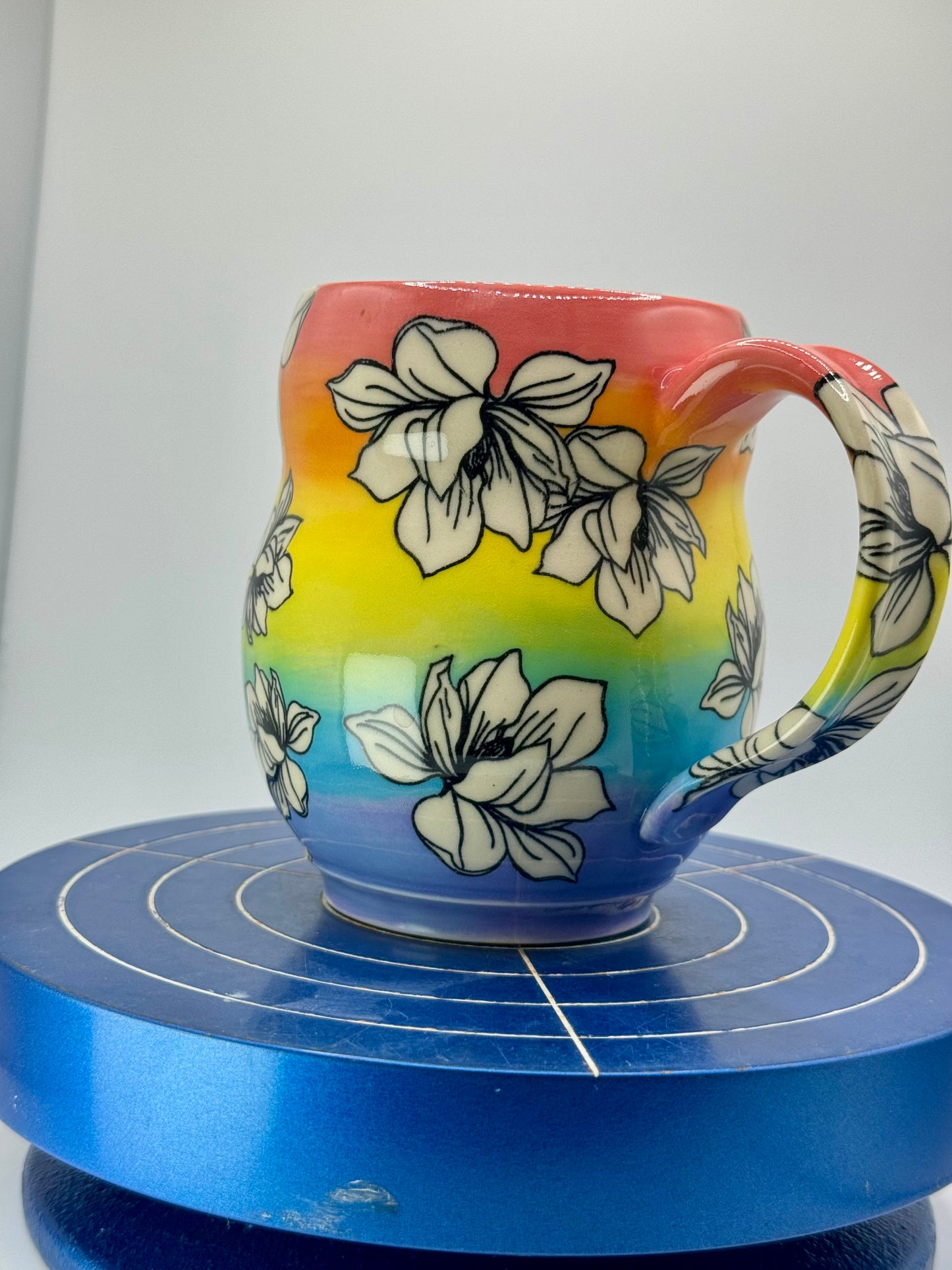 Rainbow Water Lilly Floral Stoneware Coffee and Tea Mug - Blemished