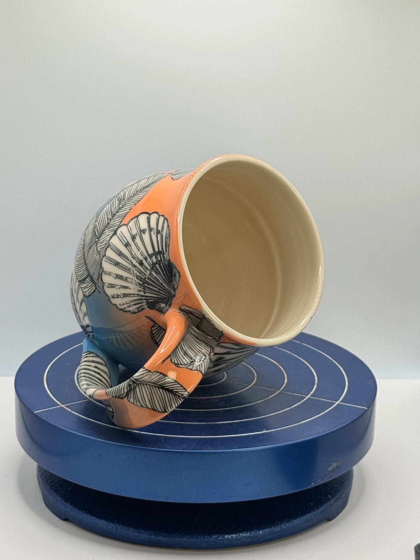 Shells and Banana Leaves Ombré Stoneware Coffee and Tea Mug