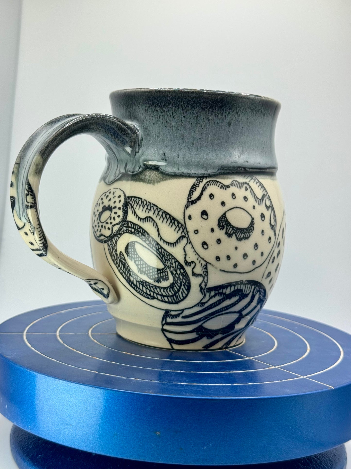 Black Donut Stoneware Coffee and Tea Mug