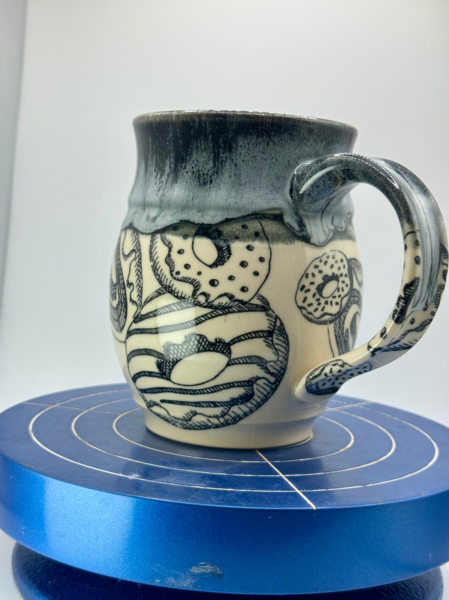Black Donut Stoneware Coffee and Tea Mug