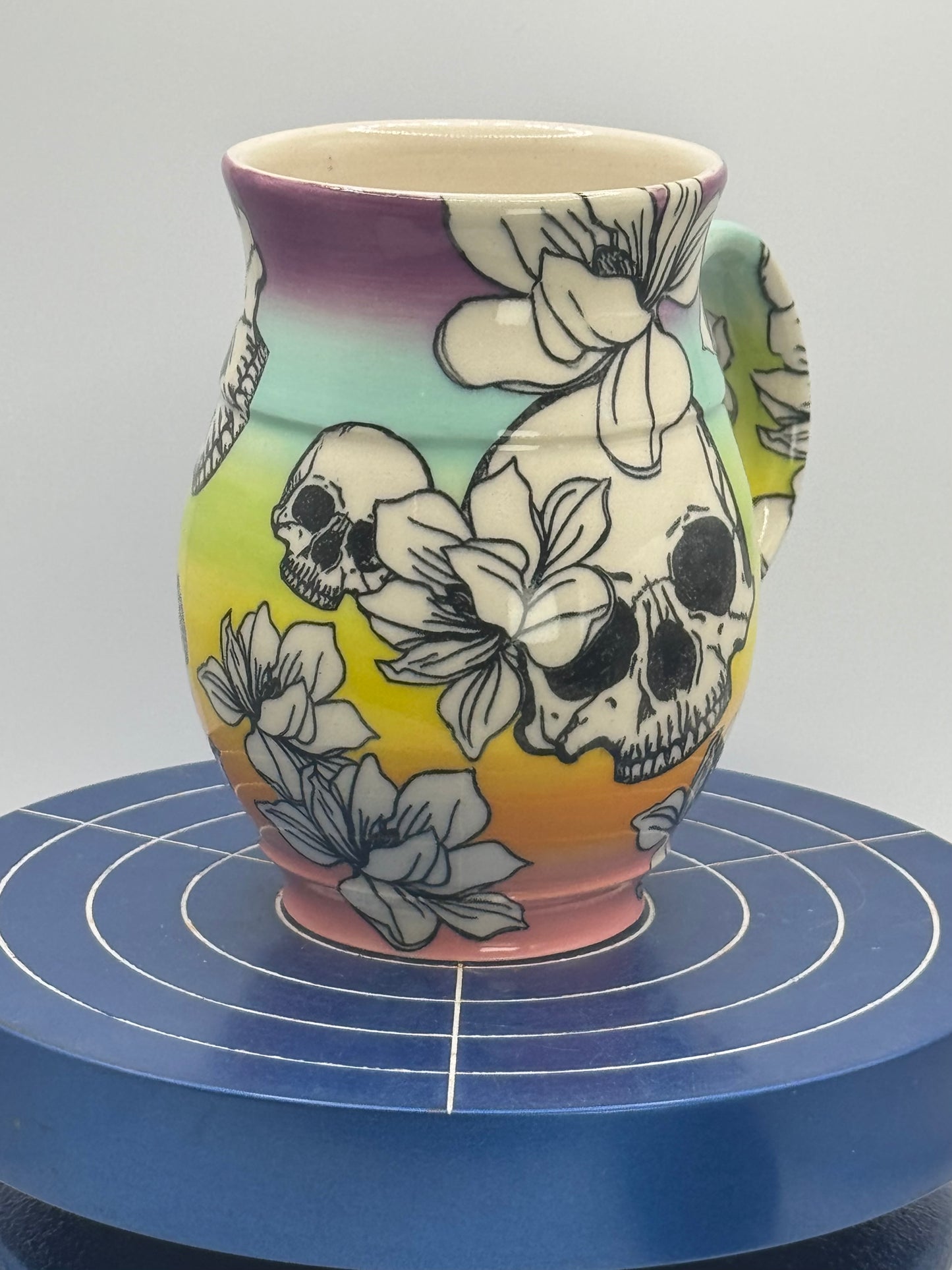 Flowers and Skulls Stoneware Coffee and Tea Mug