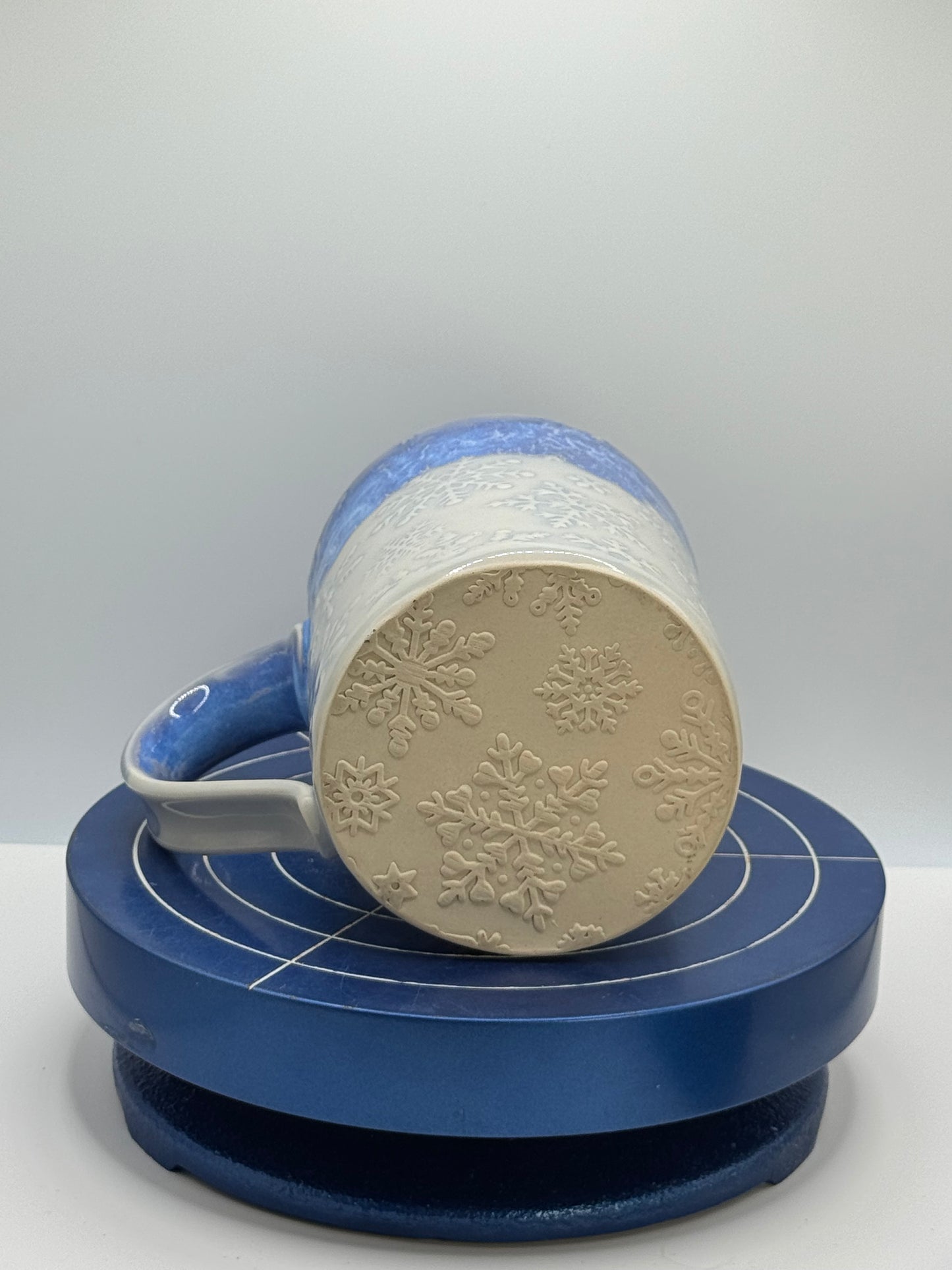 Frosty Blue Embossed Snowflake Hand-built Stoneware Coffee and Tea Mug