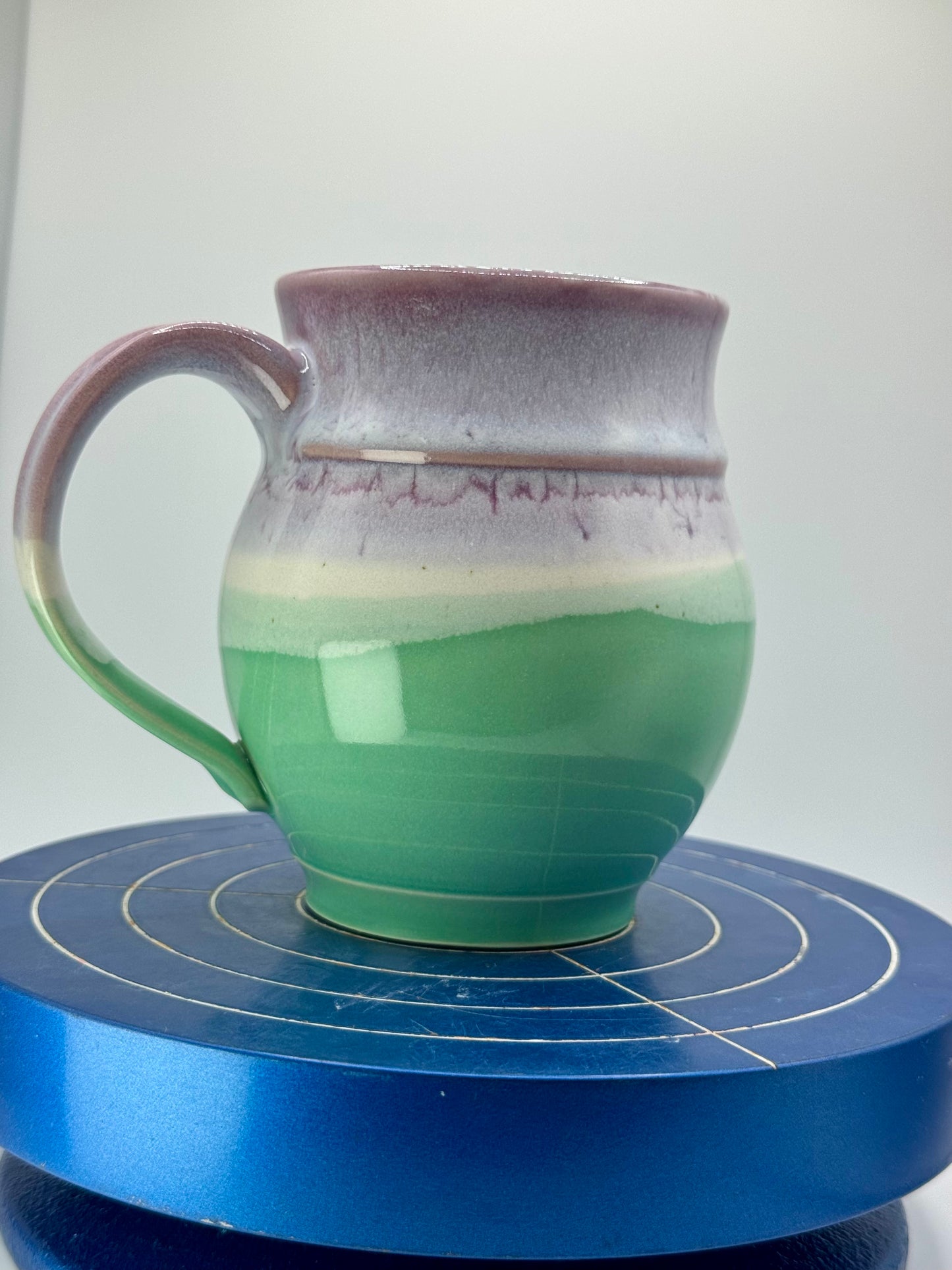 Purple and Green Stoneware Coffee and Tea Mug