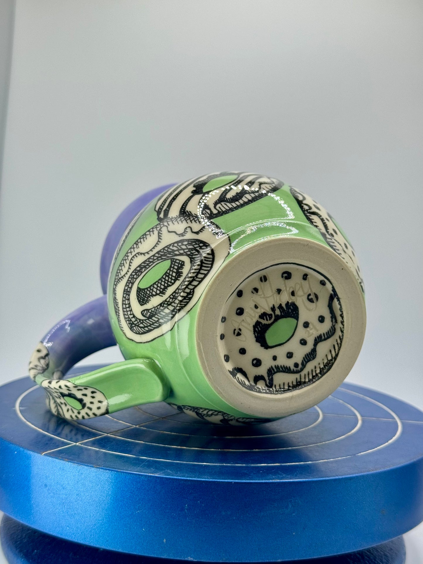 Purple and Green Donut Stoneware Coffee and Tea Mug
