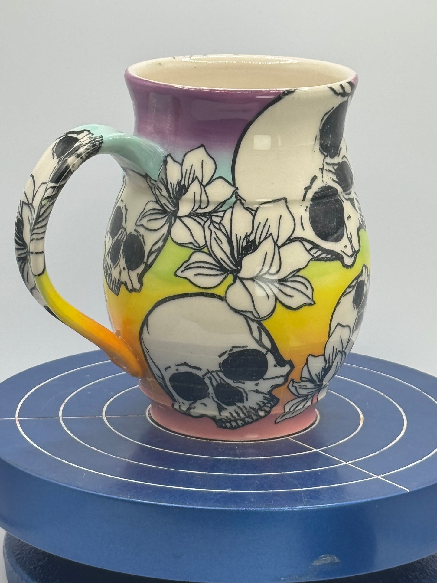 Flowers and Skulls Stoneware Coffee and Tea Mug