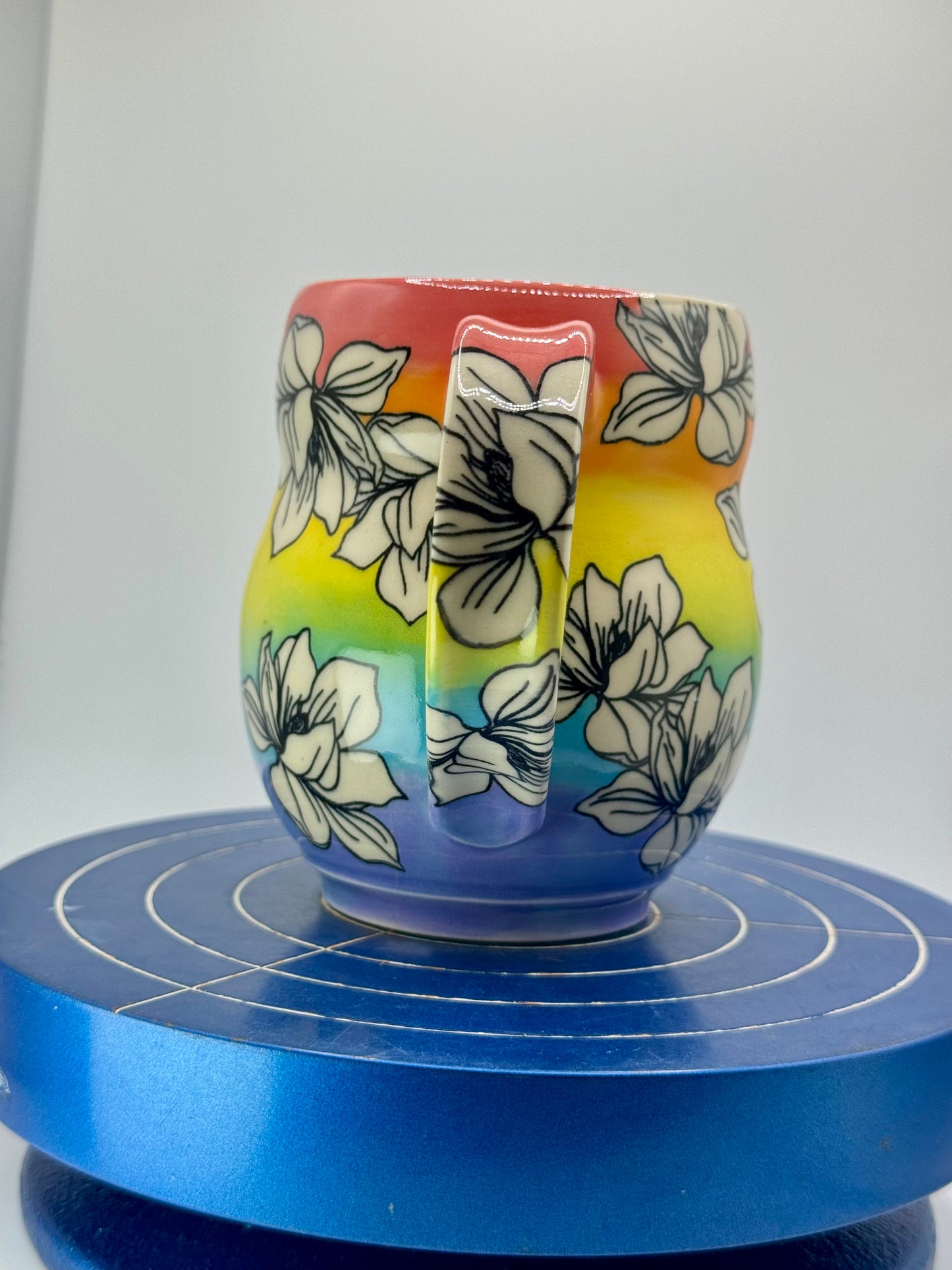 Rainbow Water Lilly Floral Stoneware Coffee and Tea Mug - Blemished