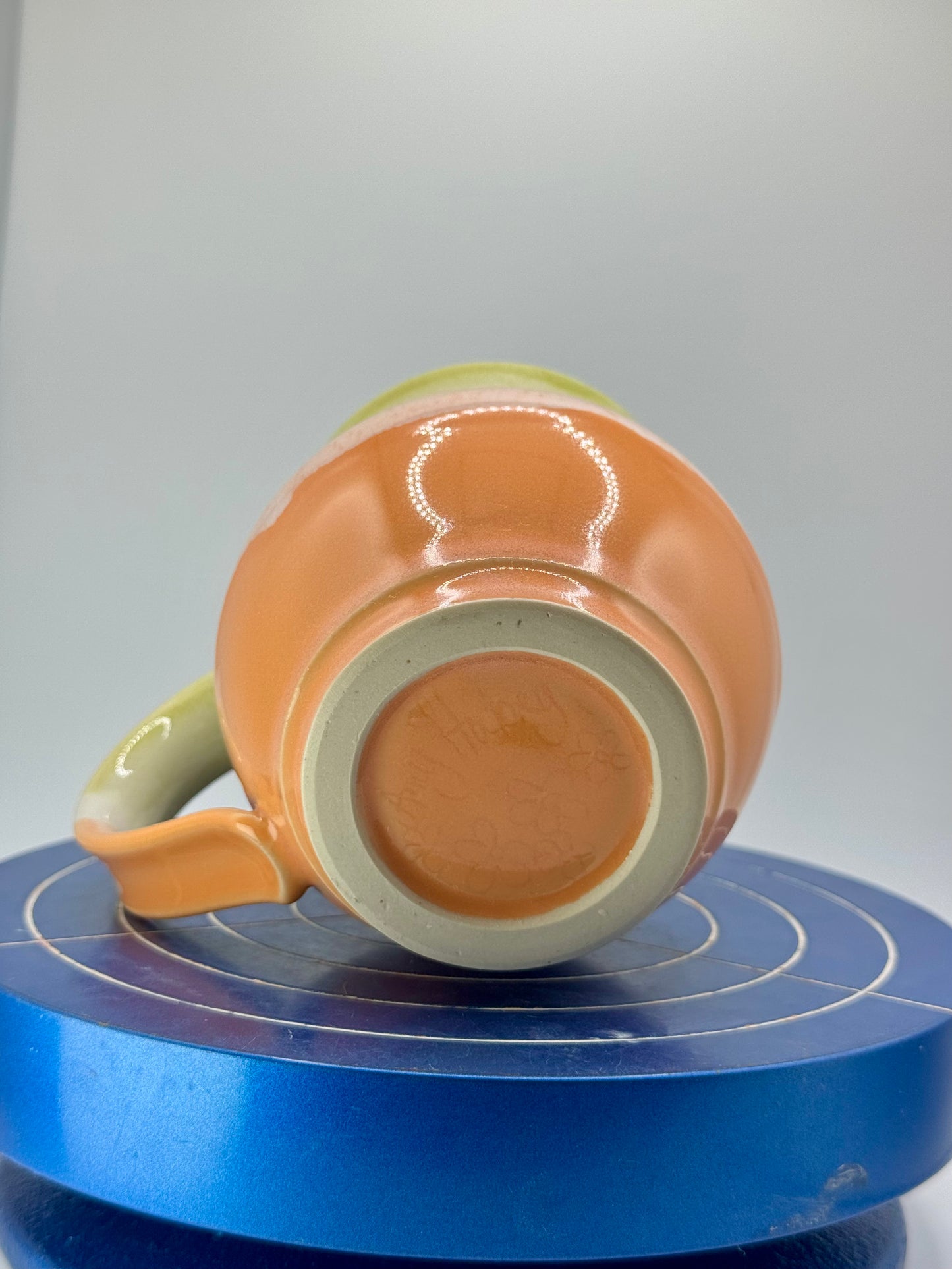 Green and Orange Stoneware Coffee and Tea Mug