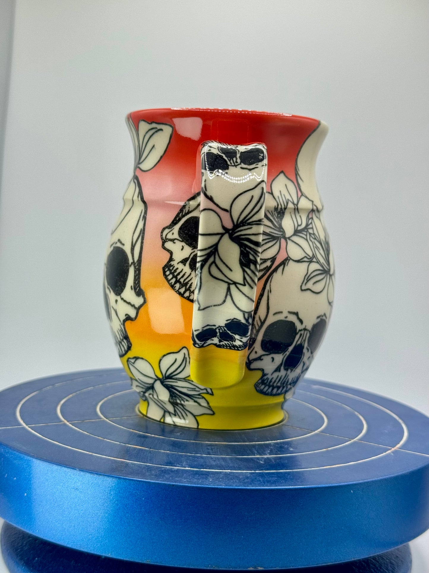 Rainbow Skull + Flower Stoneware Coffee and Tea Mug