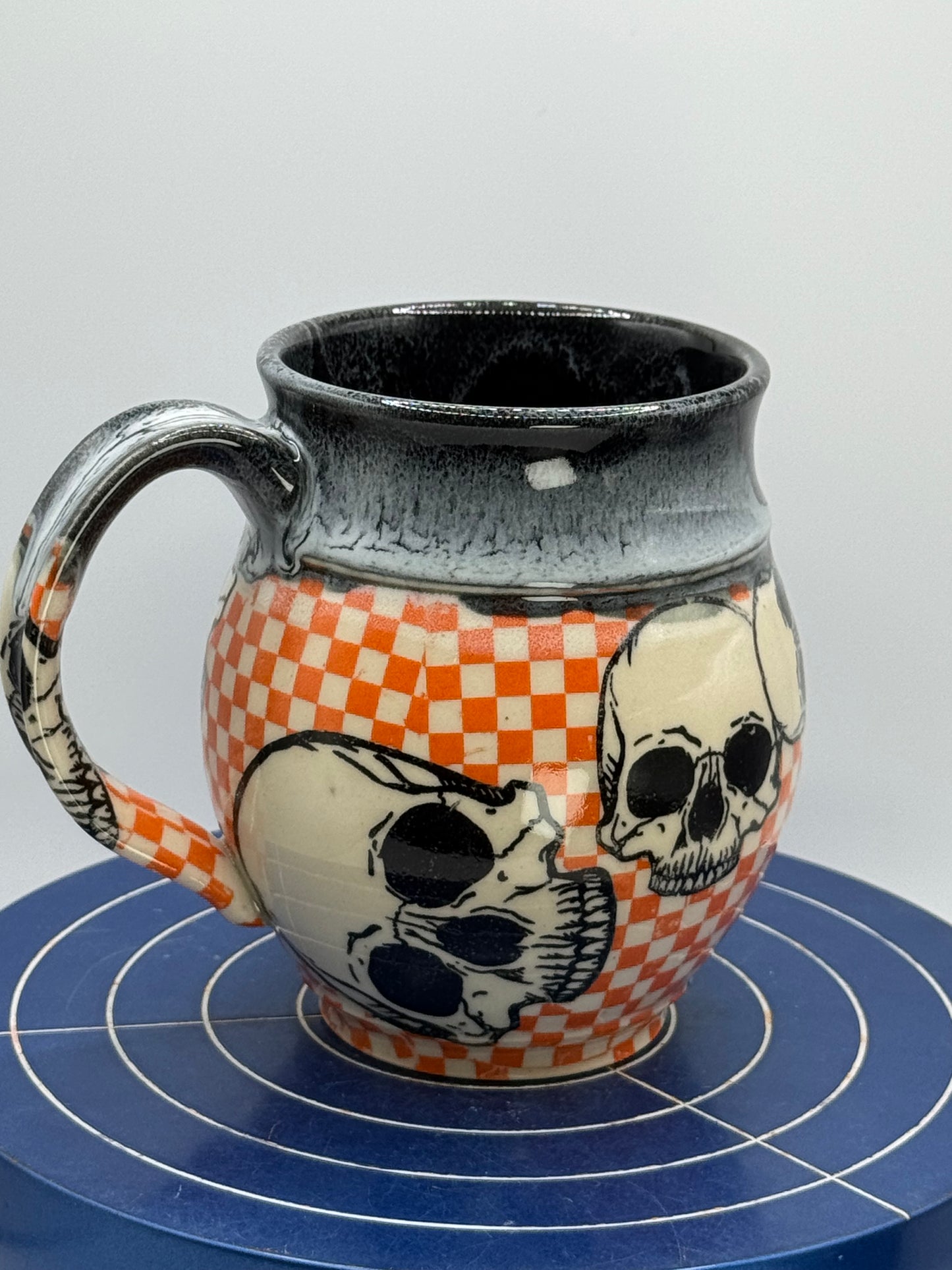 Skulls and Orange Checks Stoneware Coffee and Tea Mug