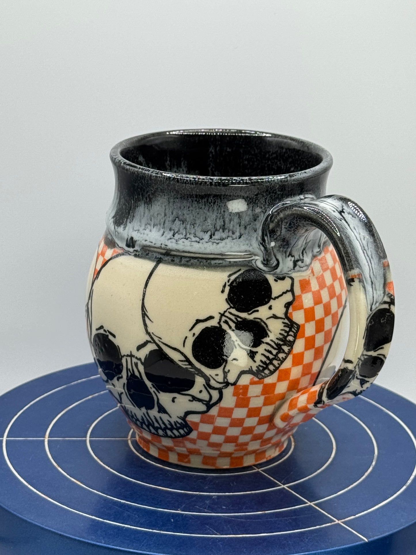 Skulls and Orange Checks Stoneware Coffee and Tea Mug