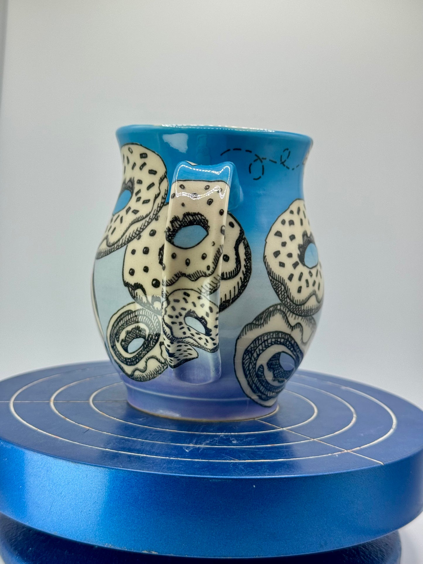 Blue Ombre Donut Stoneware Coffee and Tea Mug