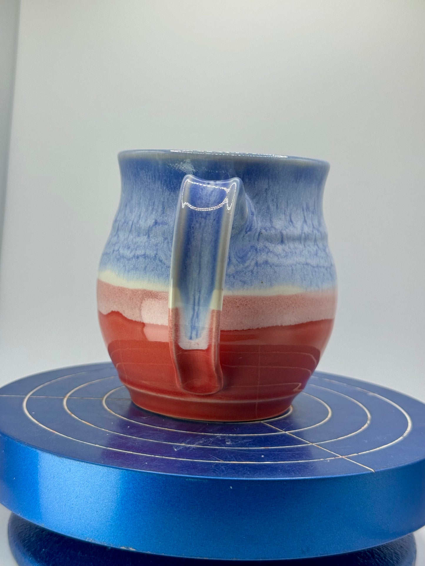 Red and Blue Stoneware Coffee and Tea Mug