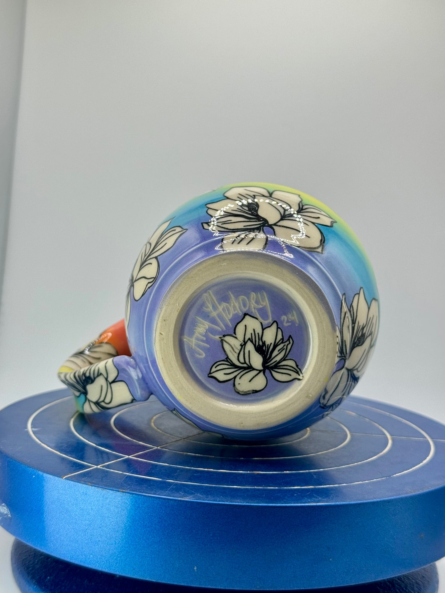 Rainbow Water Lilly Floral Stoneware Coffee and Tea Mug - Blemished