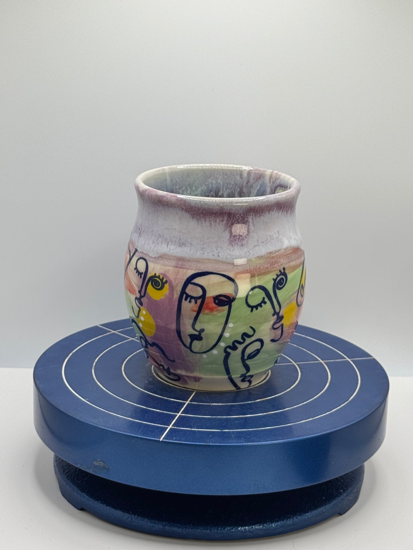 Painted Faces Stoneware Coffee and Tea Mug Imperfect