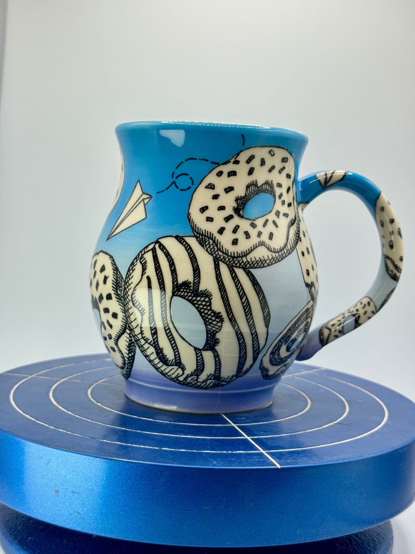 Blue Ombre Donut Stoneware Coffee and Tea Mug