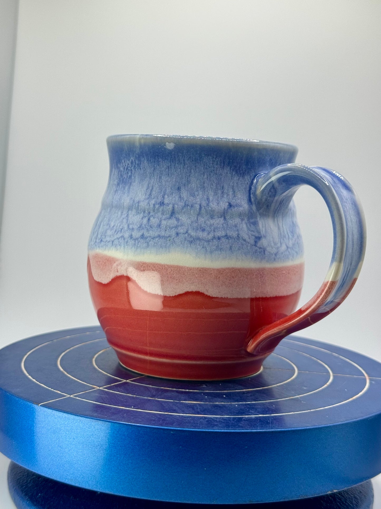 Red and Blue Stoneware Coffee and Tea Mug
