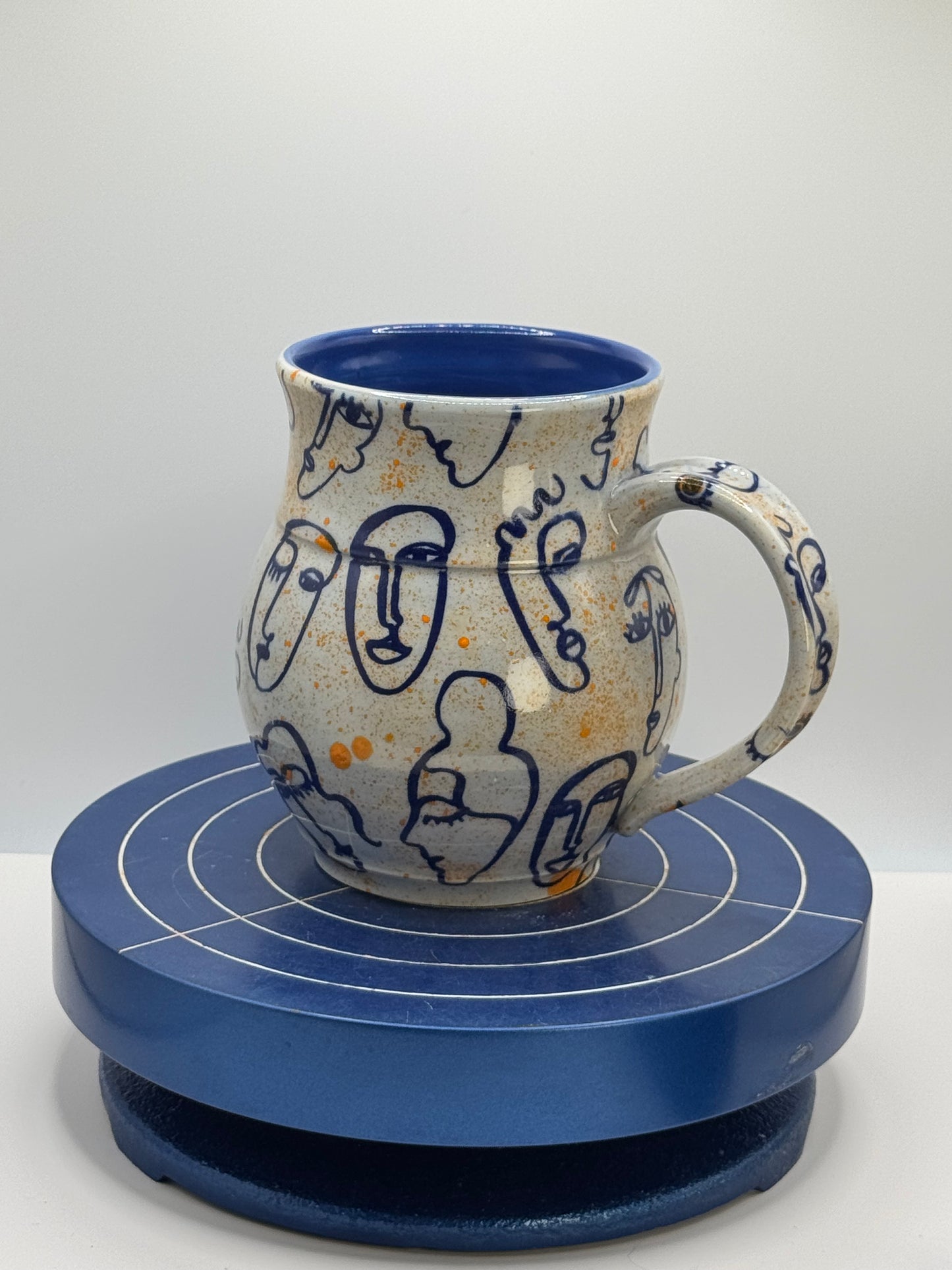 Painted Faces Stoneware Coffee and Tea Mug