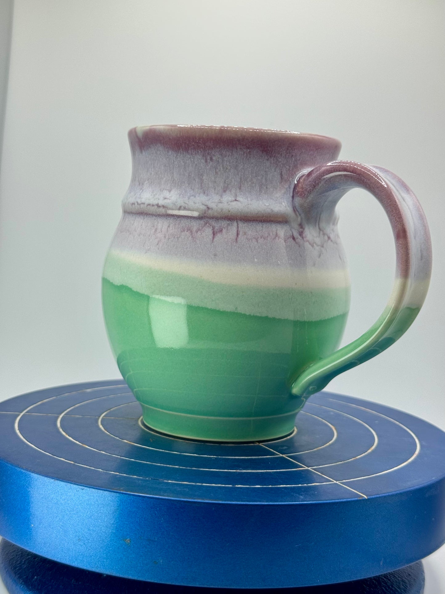 Purple and Green Stoneware Coffee and Tea Mug