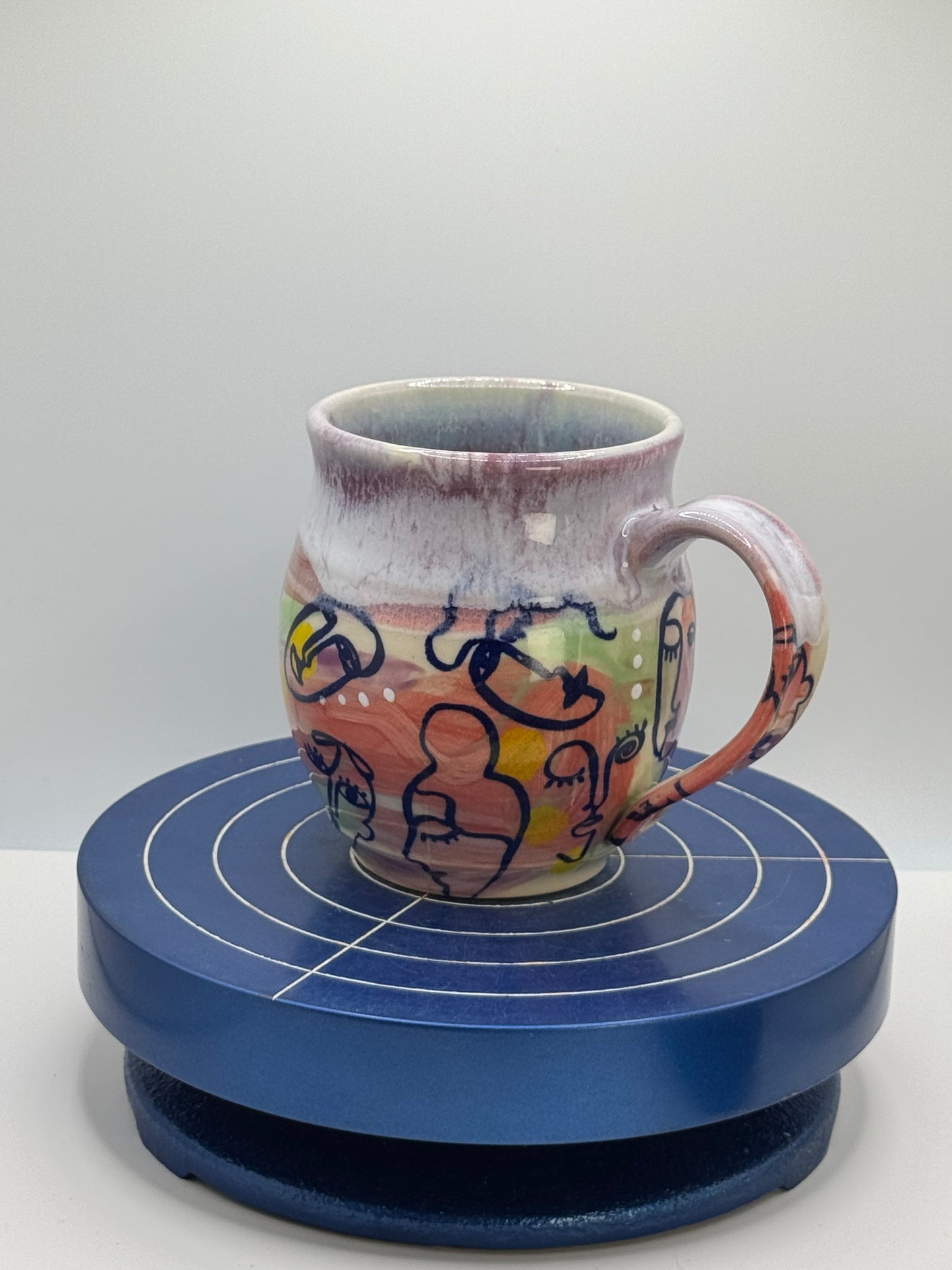Painted Faces Stoneware Coffee and Tea Mug Imperfect