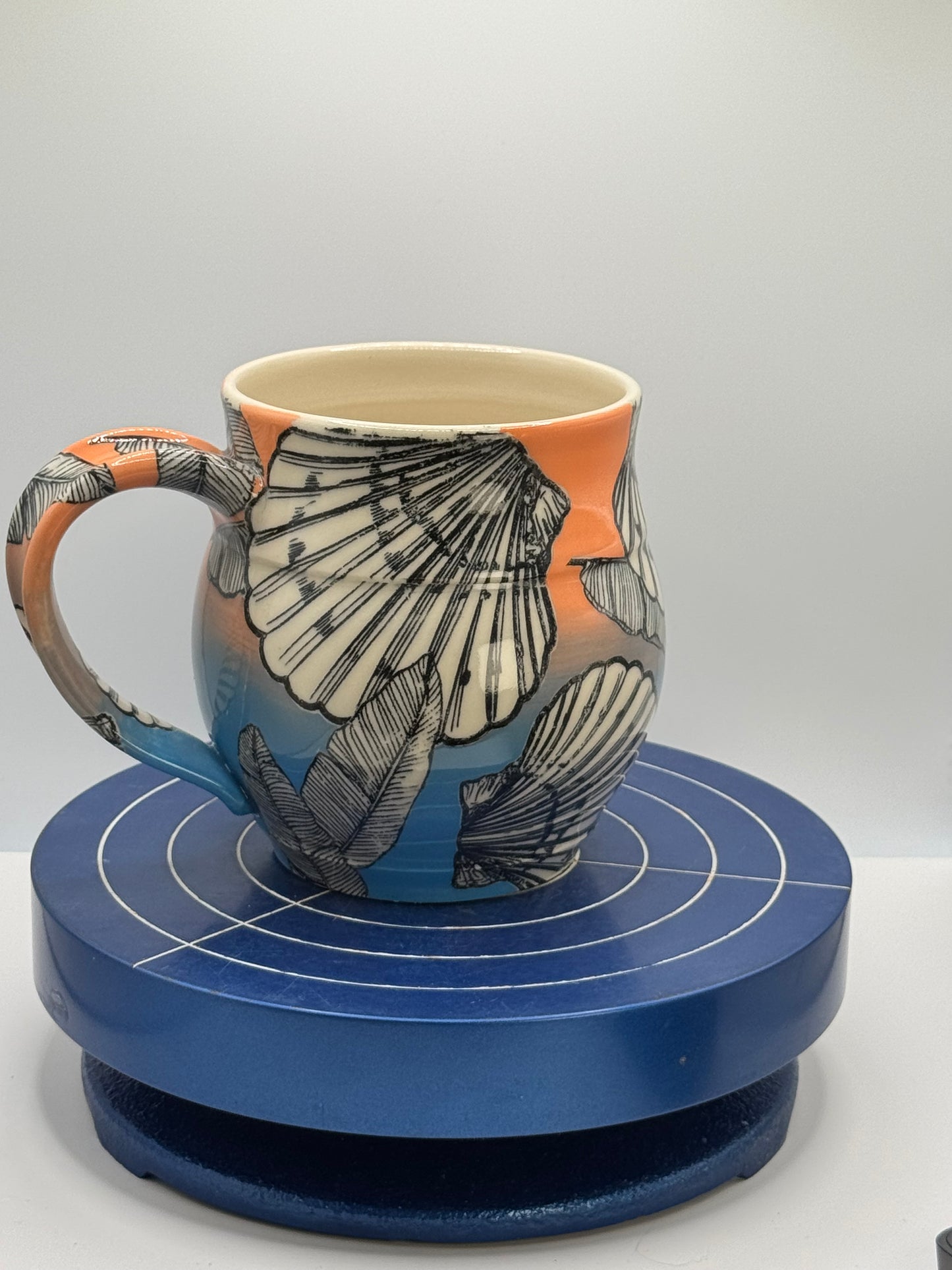 Shells and Banana Leaves Ombré Stoneware Coffee and Tea Mug