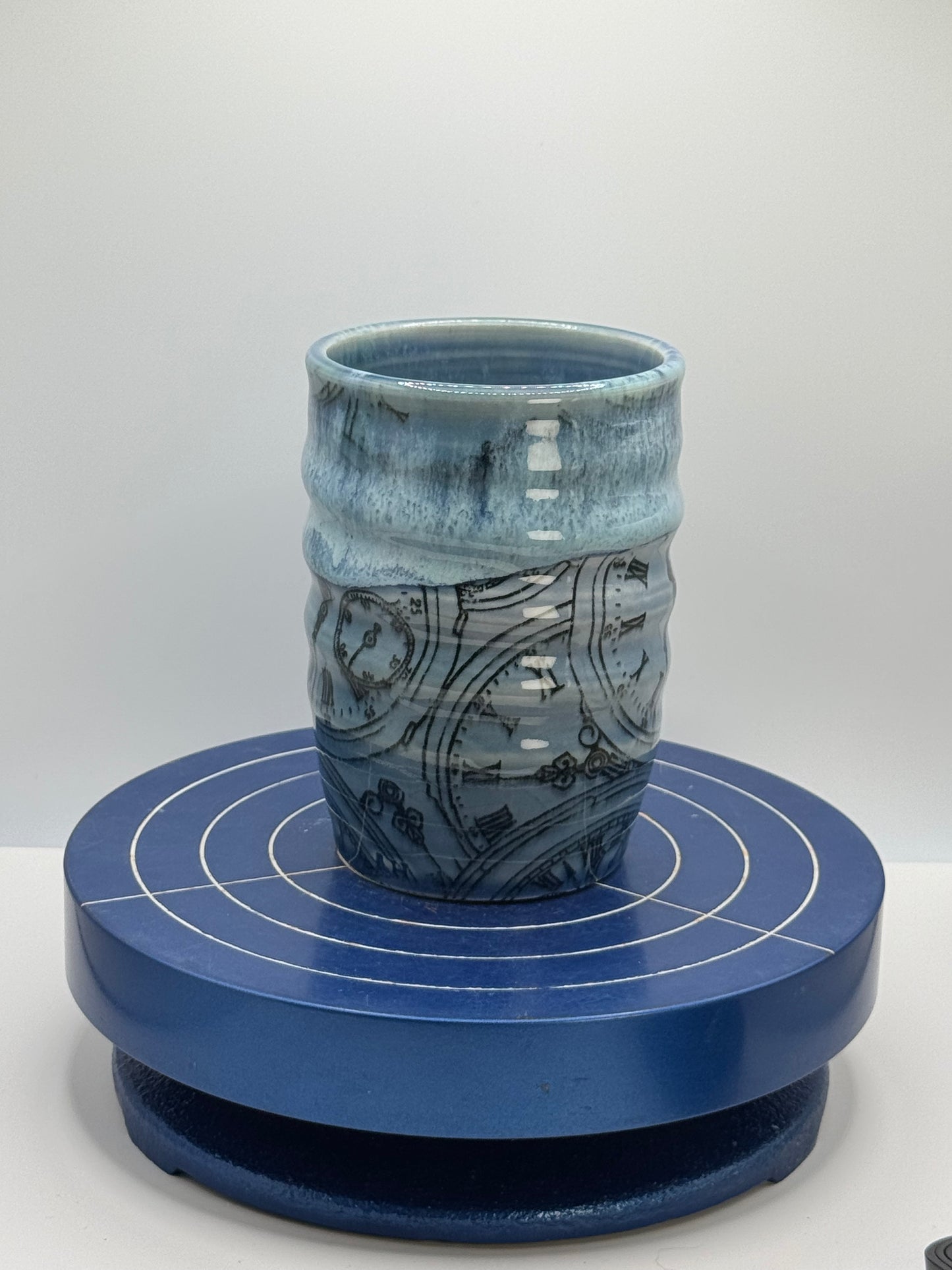 Blue Clocks Stoneware Tumbler