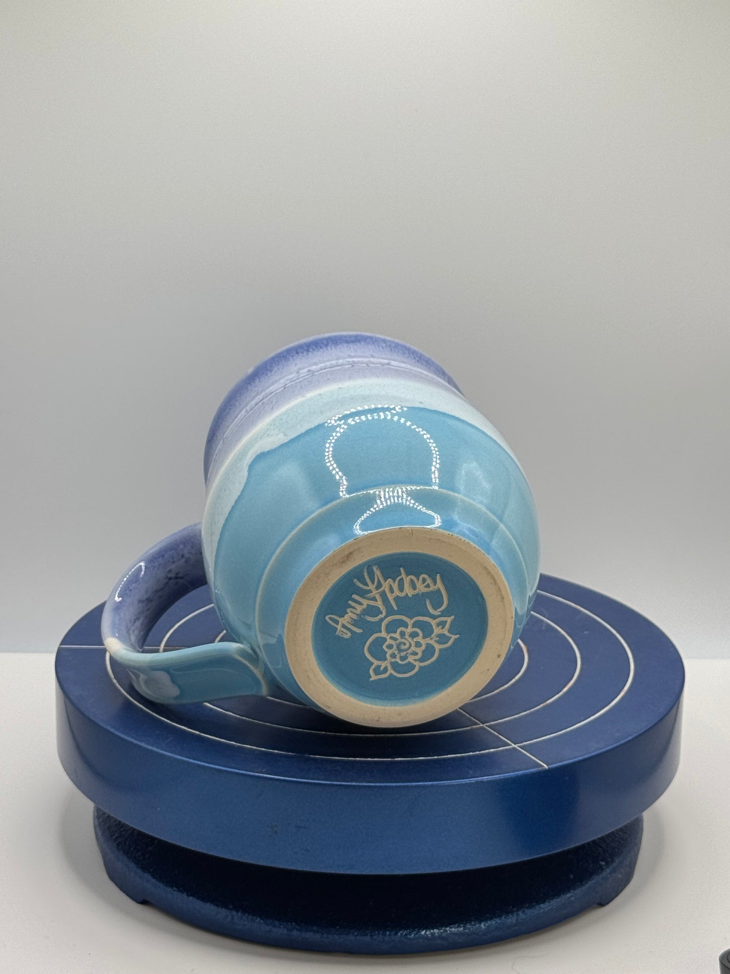 Small Two Blues Stoneware Coffee and Tea Mug