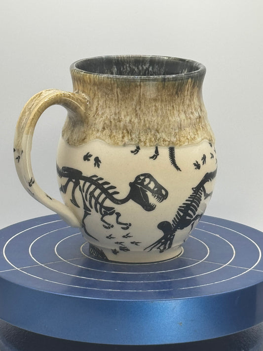 Dino Skeletons in Amber Stoneware Coffee and Tea Mug