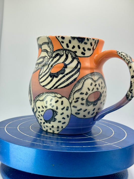 Purple and Orange Graphic Donut Stoneware Coffee and Tea Mug