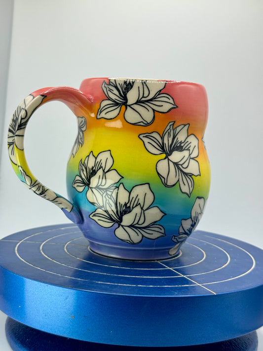 Rainbow Water Lilly Floral Stoneware Coffee and Tea Mug - Blemished
