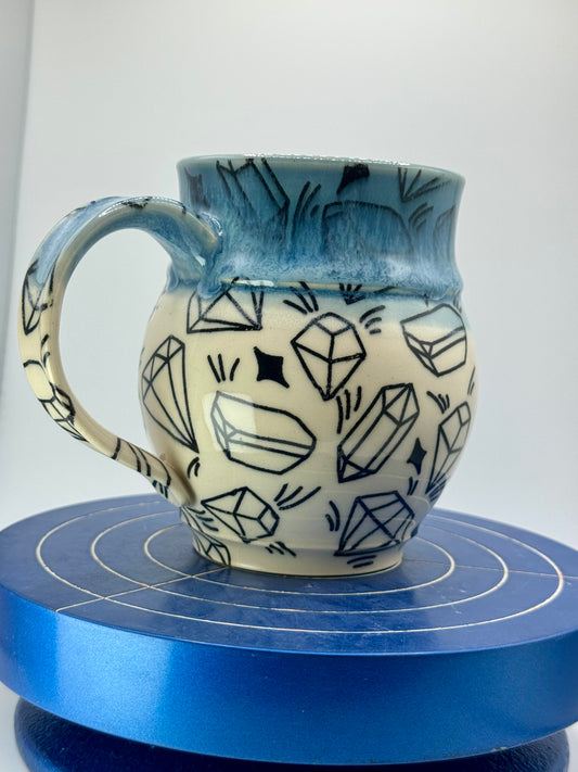 Blue Sapphire Gemstone Stoneware Coffee and Tea Mug